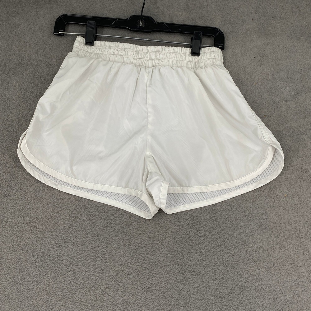 Twain Womens White Athletic Running Shorts Mesh Trim Elastic Waist Small